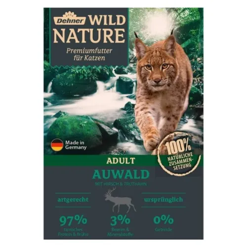 Dehner Wild Nature Katzenfutter Auwald, 16×85 g (1,36 kg), Hirsch & Truthahn, getreidefrei