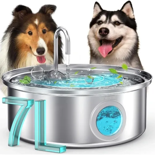 oneisall 7L Trinkbrunnen für Hunde – Edelstahl, LED, 5-Stufen-Filtration