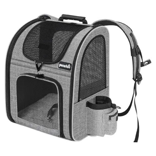 Pecute Haustier Rucksack mit Netzfenster (Grau)